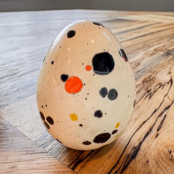Vintage Ceramic Splatter Paint Speckled Easter Egg Decor, 3” - Picture 1 of 9